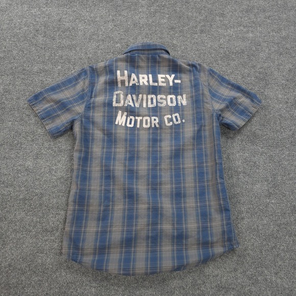 Harley-Davidson Other - Harley‎ Davidson Shirt Mens Medium Blue Plaid Graphic Motorcycle Biker Mechanic
